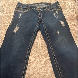 Seven jeans, distressed, ankle length (26 inseam), size 16W, medium blue